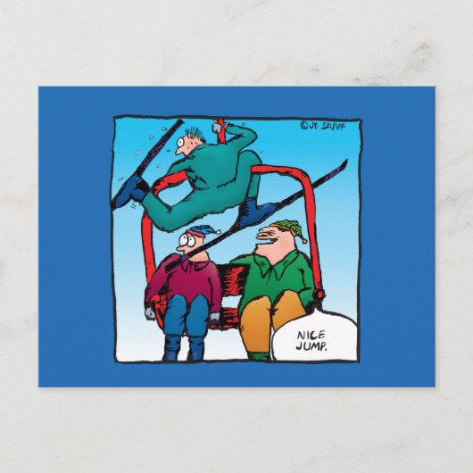 Carte Postale Nice Jump Cartoon Skiers (Devant)