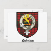 Carte Postale Nicholson Clan Crest Badge Tartan (Devant / Derrière)