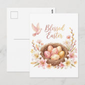 Carte Postale Nid de Pâques avec œufs (Devant / Derrière)