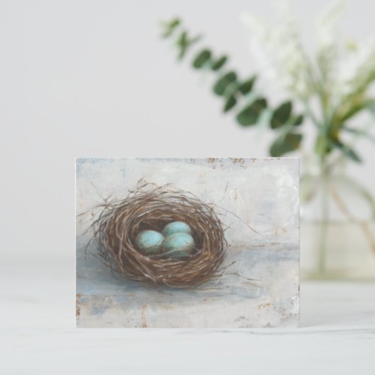 Carte Postale Nid d'oiseau rustique - Bleu (Debout devant)