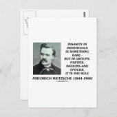 Carte Postale Nietzsche Insanity Rare Dans Les Individus Citer (Devant / Derrière)