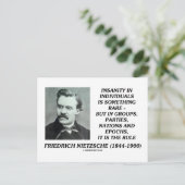 Carte Postale Nietzsche Insanity Rare Dans Les Individus Citer (Debout devant)
