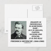 Carte Postale Nietzsche Insanity Rare Dans Les Individus Citer (Devant / Derrière)