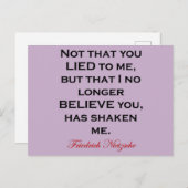 Carte Postale Nietzsche Pas Que Vous M'Ai Menti Citer (Devant / Derrière)