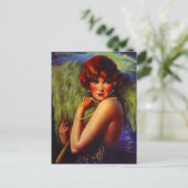 Carte Postale Night At The Beach Flapper Girl & Plumes Postcard (Debout devant)