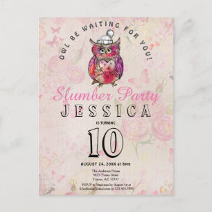 Carte Postale Night Owl Anniversaire de la fête du bois d'oeuvre