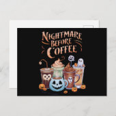 Carte Postale Nightmare avant café Citrouille épice Halloween (Devant / Derrière)
