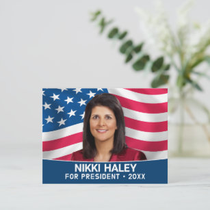 Carte Postale Nikki Haley - Photo de campagne avec drapeau améri