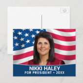 Carte Postale Nikki Haley - Photo de campagne avec le drapeau am (Devant / Derrière)