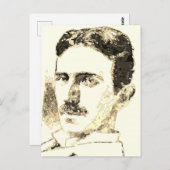 Carte Postale Nikola Tesla Dessin À Sepia (Devant / Derrière)