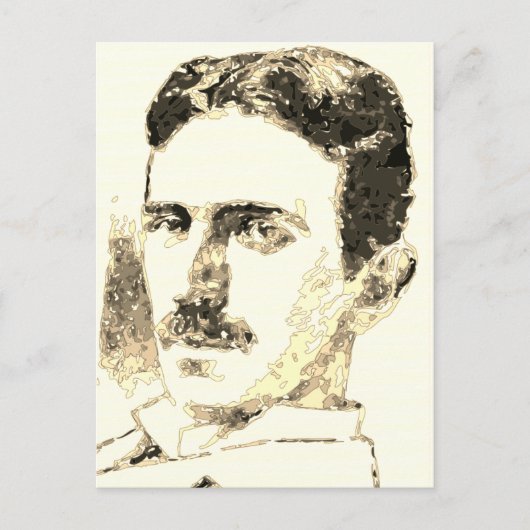 Carte Postale Nikola Tesla Dessin À Sepia (Devant)