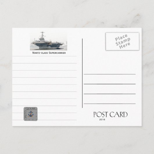 CARTE POSTALE NIMITZ CLASSE SUPERCARRIER (Dos)