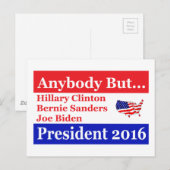 Carte Postale N'importe qui sauf Hillary, biden, sandres (Devant / Derrière)