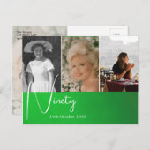Carte Postale Ninetieth 90th Birthday Photo Collage Vert (Devant / Derrière)