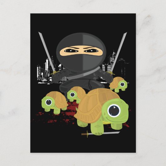 Carte Postale Ninja avec des tortues (Devant)