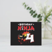 Carte Postale Ninja de bande dessinée de 4 ans 4e anniversaire (Debout devant)