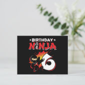 Carte Postale Ninja de bande dessinée de 6 ans pour 6ème anniver (Debout devant)