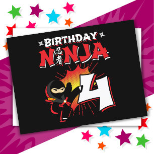 Carte Postale Ninja de style BD 4 ans pour 4ème anniversaire