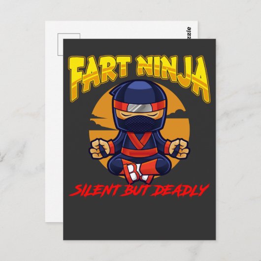Carte Postale Ninja Fart Humour Karate Silent Farting Plaisanter (Devant / Derrière)