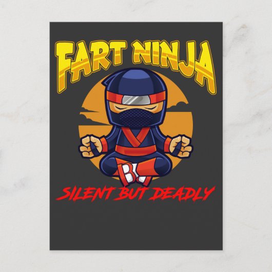 Carte Postale Ninja Fart Humour Karate Silent Farting Plaisanter (Devant)