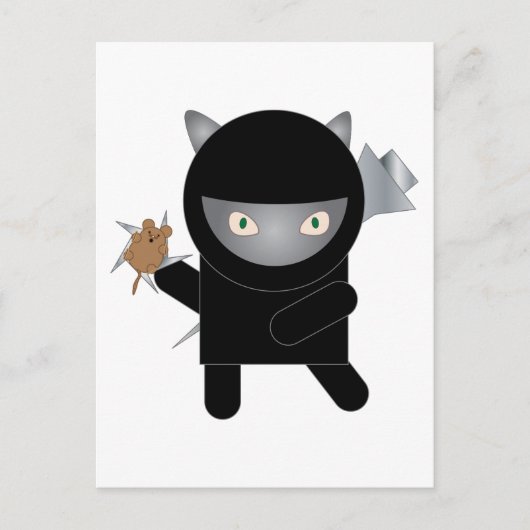 Carte Postale Ninja Kitty Chat Kawaii Cute (Devant)
