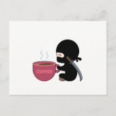 Carte Postale Ninja minuscule avec grande tasse de café (Devant)