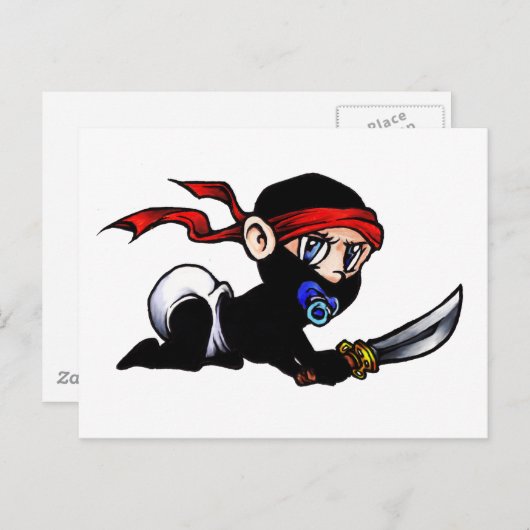 Carte Postale Ninjutsu bébé Ninja (Devant / Derrière)
