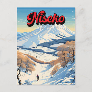 Carte Postale Niseko Hokkaido Japon Hiver Art Vintage