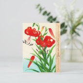 Carte Postale Nishimura Hodo Tiger Lilies shin hanga fleurs (Debout devant)