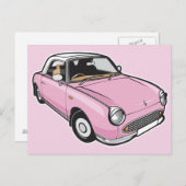 Carte Postale Nissan Figaro rose (Devant / Derrière)