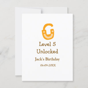 Carte Postale Niveau 5 débloqué verrou orange marron joyeux anni