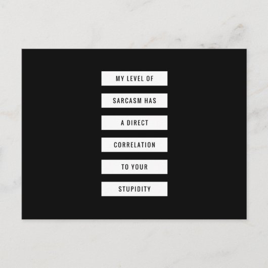 Carte Postale Niveau De Sarcasme Votre Stupidité Drôle (Devant)
