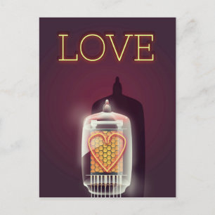 Carte Postale Nixie Tube 'Love' poster vintage