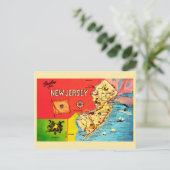 Carte Postale NJ Map of Beaches Bordered Postcard (Debout devant)