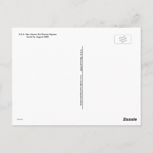 Carte Postale NM Rail Runner Xpress à Père Noël Fe (Dos)