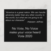 Carte Postale No Vote, No Voice Hakeem Jeffries Citation (Devant)