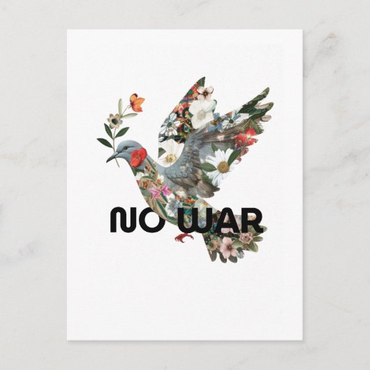 Carte Postale No War Peace Dove Pacifist Bold Statement (Devant)