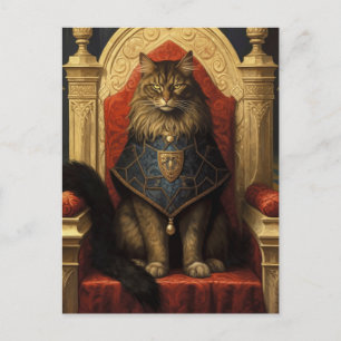 Carte Postale Noble Maine Coon Trône Art Imprimer
