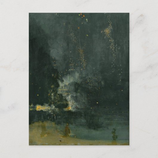 Carte Postale Nocturne en Noir et Or, Falling Rocket (Devant)