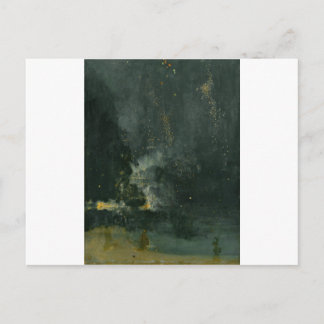 Carte Postale Nocturne en Noir et Or, Falling Rocket
