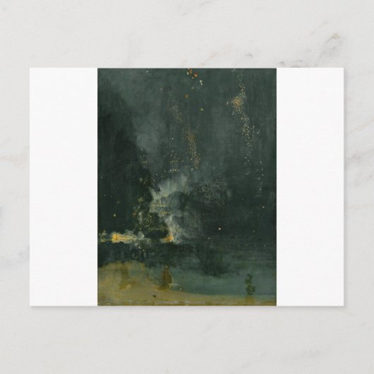 Carte Postale Nocturne en Noir et Or, Falling Rocket (Devant)