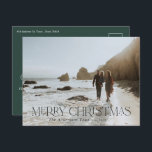 Carte Postale Noël 1 photo botanique cerf floral vert<br><div class="desc">Joyeux Noël moderne élégante aquarelle séchée cerf botanique floral sauge vert,  terre cuite et noir couleurs vacances 1 photo carte postale de Noël.</div>