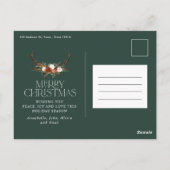 Carte Postale Noël 1 photo botanique cerf floral vert (Dos)