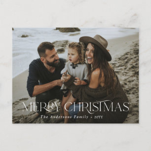 Carte Postale Noël 1 photo sauge vert moderne typographie