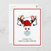 Carte Postale Noël 2020 Merci Santé Héros vacances (Devant / Derrière)