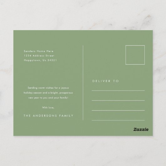 Carte Postale Noël 2 Photo Sage Vert Script moderne (Dos)