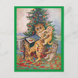 Carte Postale Noël à Catland, Louis Wain
