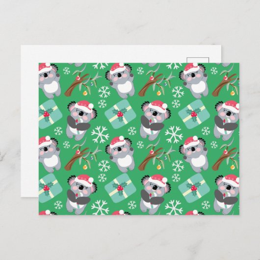 Carte Postale Noël à Cute Koala (Devant / Derrière)