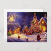 Carte Postale Noël à la ferme. Grand sapin de Noël (Devant / Derrière)