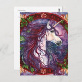 Carte Postale Noël à la licorne (Devant / Derrière)